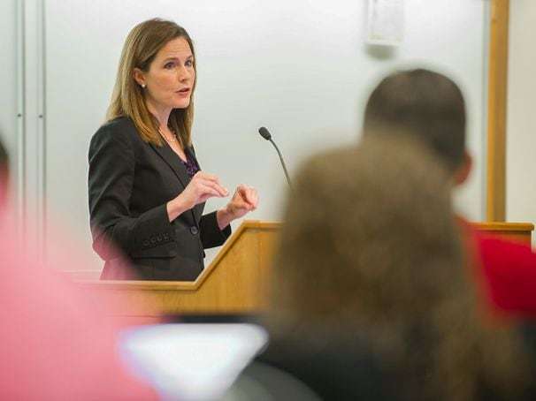 Amy Coney Barrett, Supreme Court nominee, spoke at program founded to inspire a ‘distinctly Christian worldview in every area of law’
