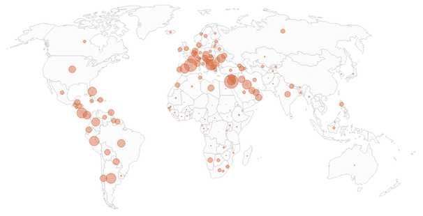 Mapping the worldwide spread of the coronavirus