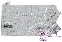Image: Illustrated map of Pennsylvania.