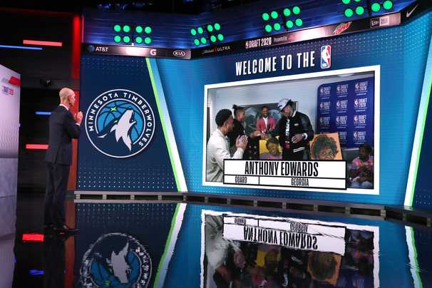 On quiet night for NBA draft lottery selections, Anthony Edwards goes No. 1 to Timberwolves