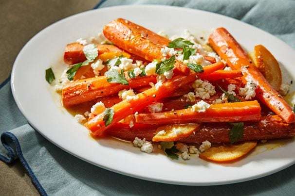 Roasted carrots get a flavor boost from ayib and a spicy Ethiopian dressing