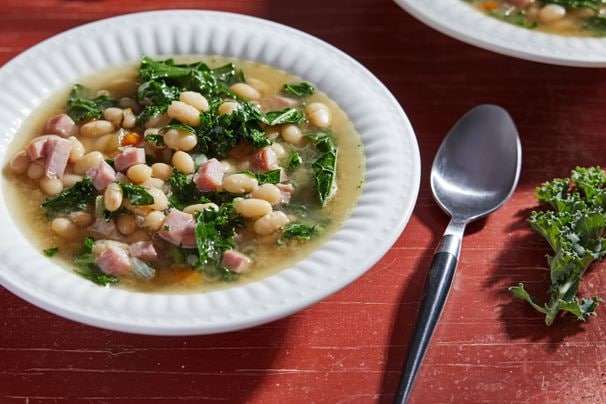 This nourishing navy bean and ham soup is a meal in a bowl
