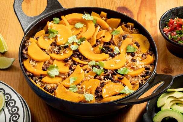 This one-pot pumpkin, black beans and rice recipe makes cleanup a breeze
