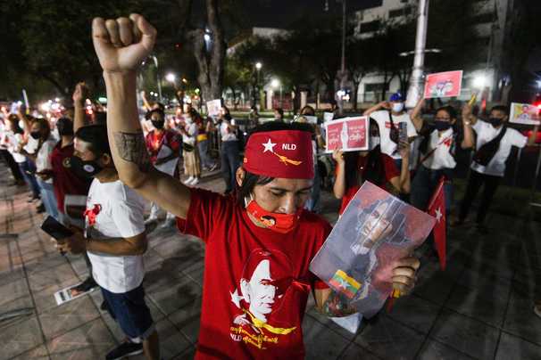 Myanmar blocks Internet amid first large street protests since coup