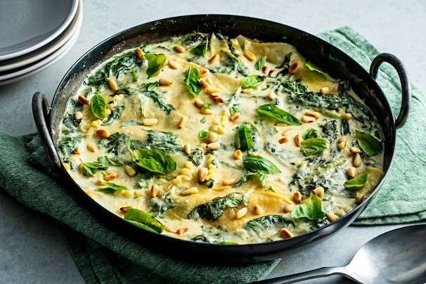 Skillet lasagna with spinach and zucchini delivers a rich, cheesy supper in 40 minutes