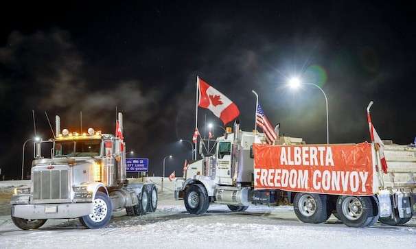 Protesters block U.S.-Canada border crossing as ‘Freedom Convoy’ truckers challenge vaccine mandates