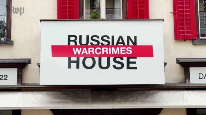 ‘Russia House’ in Davos becomes war crimes exhibit ahead of Zelensky address