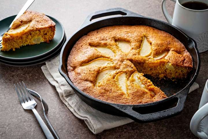 Skillet cake with honey and pears is a beauty with rustic charm