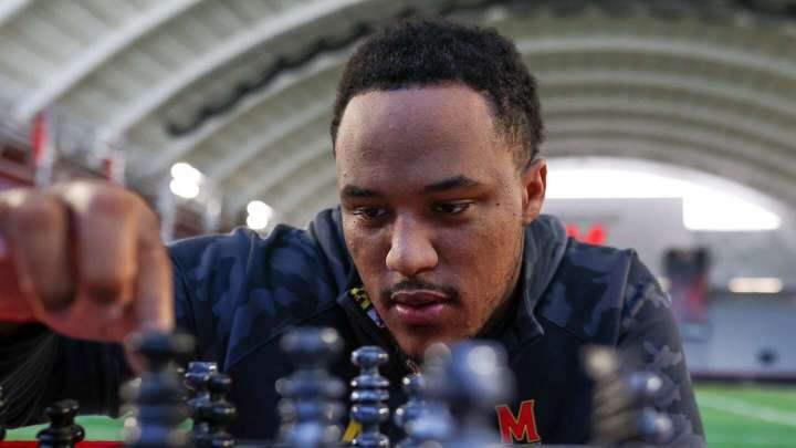 A chess-playing tackle helps Maryland’s offensive line plot its next moves