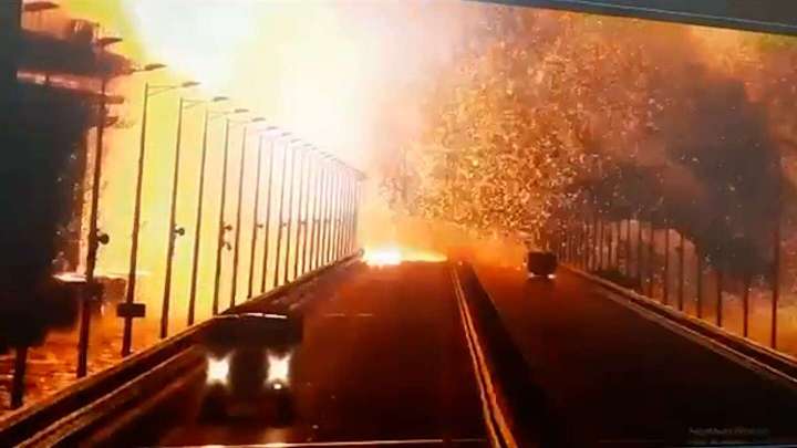 Explosion hits Crimean Bridge, damaging Russian supply route to Ukraine