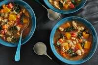 This brothy vegetable soup with sausage is a warming and filling bowl