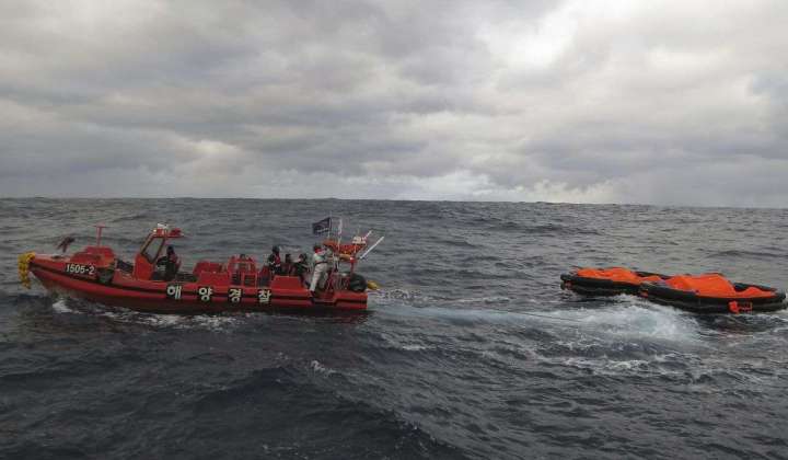 Cargo ship sinks between South Korea, Japan; 5 crew rescued
